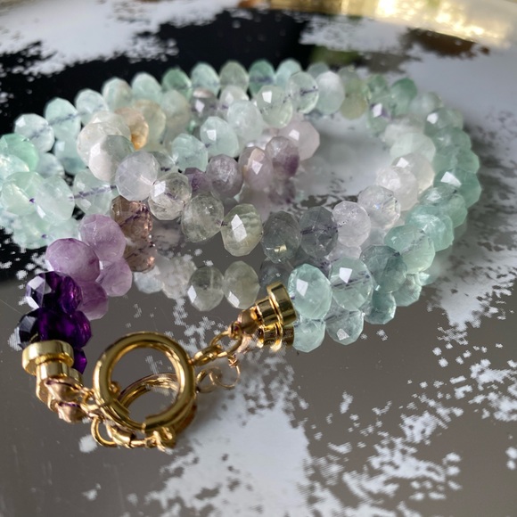 Faceted Rainbow Fluorite Necklace - Picture 10 of 11